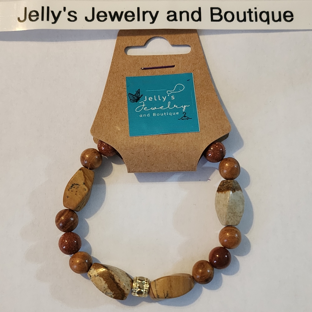 Jelly's Jewelry And Boutique Handcrafted, Nwt, Chunky Stones Beaded Bracelet